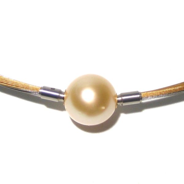 65073-01 Wechselschließe Gelbgold, Südseeperle