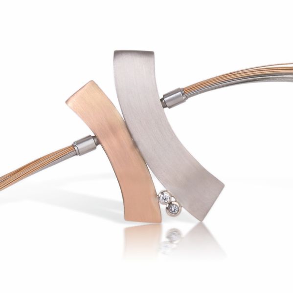 65088-01 Wechselschließe Weiß-/Roségold, 2 Brillanten