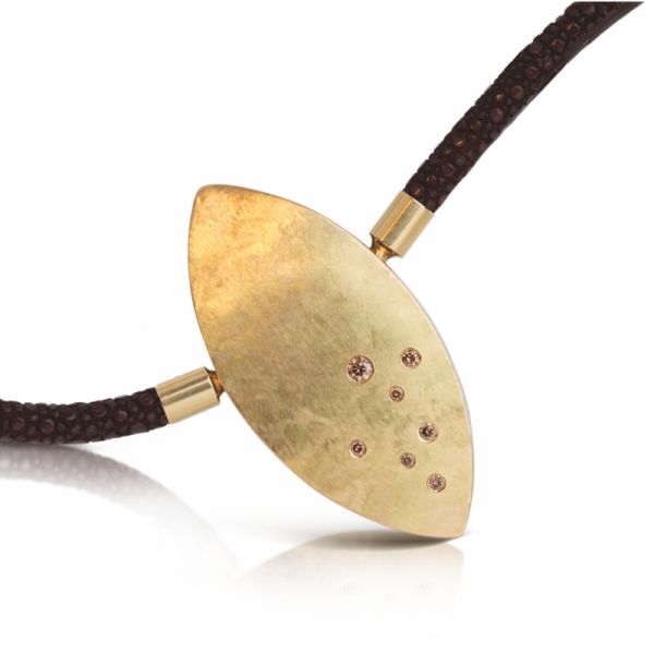 68346-00 Wechselschließe Weiß-/Gelbgold, 7 cognacfarbene, 7 weiße Brillanten