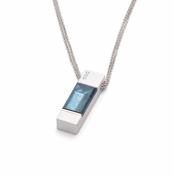 71059-00 Collier Weißgold, Turmalin, 3 Brillanten