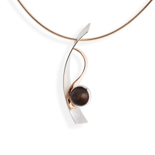 74146-00 Collier Weiß-/Roségold, Rauchquarz