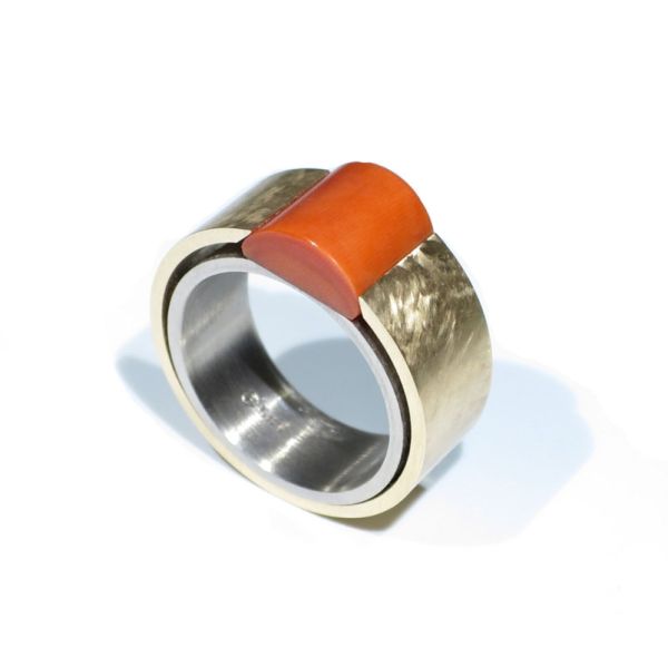 83529-00 Ring Weiß-/Gelbgold, Koralle