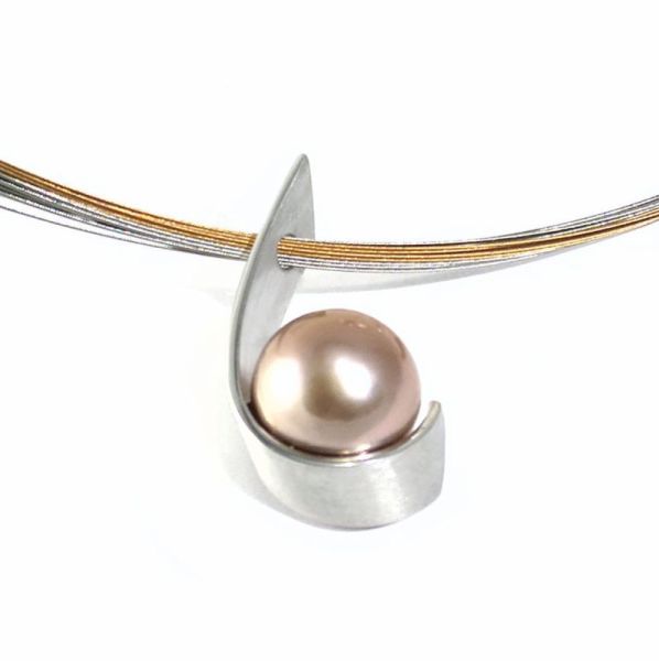 85093-00 Collier Silber/rhodoniert, Süßwasserperle