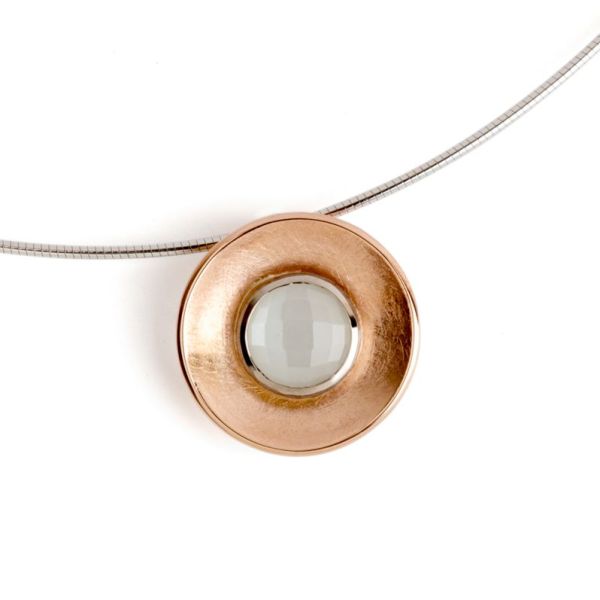 85370-00 Collier Weiß-/Roségold, Mondstein